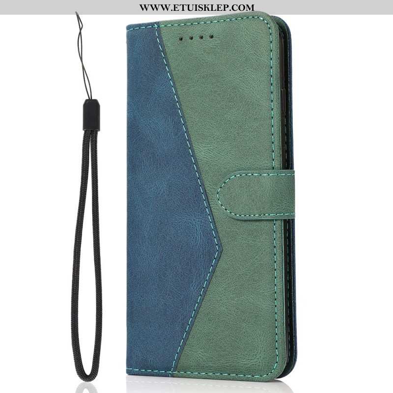 Etui Folio do Google Pixel 6 Pro Dwukolorowa Trójkątna Sztuczna Skóra